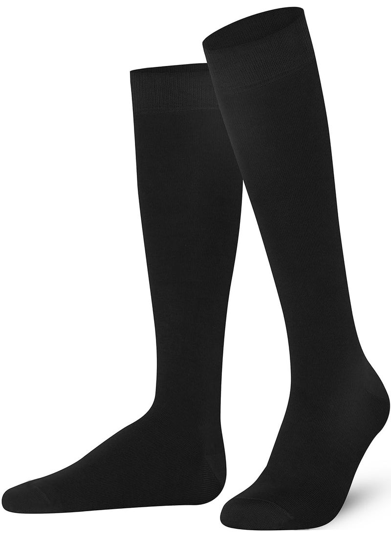 Mysocks Knee High Black Socks for Women Men Combed Cotton Seamless Toe Tall Long High Socks Black,8-11 - Image 1